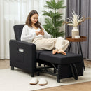 HOMCOM Folding Chair Bed, Sleeper Chair with Pillow, Side Pockets, Black