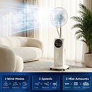 HOMCOM 16" Pedestal Fan With Water Mist Spray Standing Fan, 3.1L Tank, White