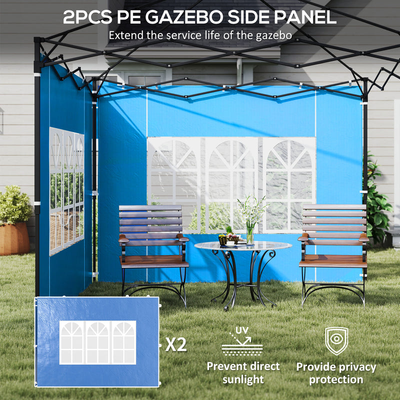 Outsunny Gazebo Side Panels for 3x3(m) or 3x6m Gazebo Canopy, 2 Pack, Blue
