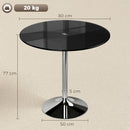 HOMCOM Round Bar Table, Dining Table With Tempered Glass Top And Steel Frame
