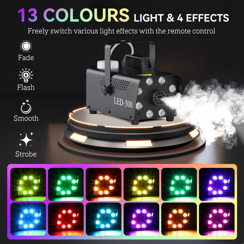 HOMCOM Halloween Fog Machine with 13 LED Colours and 4 Effects, 450W 2000CFM
