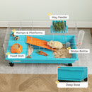 PawHut Small Animal Cage , Rabbit Cage With Wheels And Water Bottle