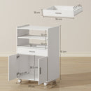 HOMCOM Kitchen Trolley with Wheels, Modern Mobile Microwave Stand, White