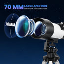Outsunny Refractor Astronomy Telescope with Aperture, Carry Bag, White