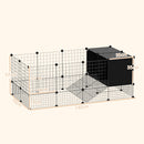 PawHut DIY Small Animal Cage w/ Elevated Huts for Guinea Pigs, Rabbits