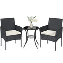 Outsunny 3 Piece Rattan Bistro Set with 2 Tier Glass-Top Table, Chairs