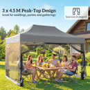 Outsunny 3 x 4.5 m Pop Up Gazebo with Mesh, Heavy Duty Party Tent Marquee