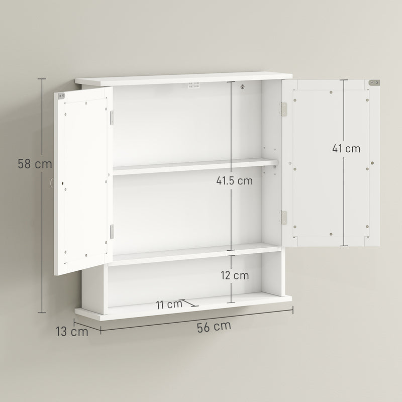 kleankin Wall Mounted Mirror Cabinet W/ Double Mirror Doors & Adjustable Shelf