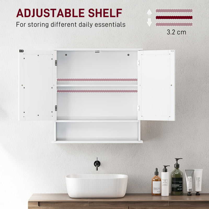 kleankin Wall Mounted Mirror Cabinet W/ Double Mirror Doors & Adjustable Shelf