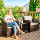 Outsunny Rattan Garden Furniture Bistro Set with Cushion, Mixed Brown