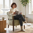 HOMCOM Accent Chair, Upholstered Armchair with Solid Wood Legs, Light Brown