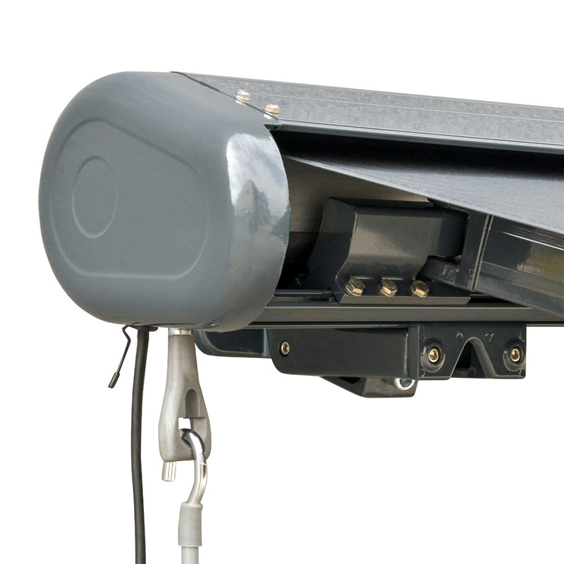 Outsunny 3.5x3m LED Light Full Cassette Case Electric Awning Door Window Sun Shade Patio Canopy Retractable W/ Remote Grey
