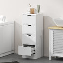 HOMCOM 4-Drawer Bathroom Cabinet, Freestanding Narrow Cabinet, White