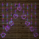 1.2m X 1.2m Light Up Heart Pin Wire Christmas Curtain Lights With 303 Rainbow LEDs