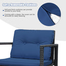 3 Pieces Outdoor Rocking Bistro Set PE Rattan With Cushions-Navy