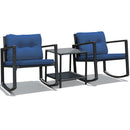 3 Pieces Outdoor Rocking Bistro Set PE Rattan With Cushions-Navy