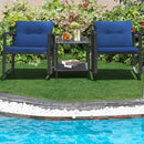 3 Pieces Outdoor Rocking Bistro Set PE Rattan With Cushions-Navy