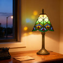 HOMCOM Handcrafted Stained Glass Bedside Lamp, Tiffany Style Table Lamp