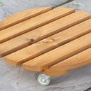 40cm Heavy Duty Traditional Wooden Plant Stand Trolley on Metal Castor Wheels