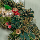 Bauble and Pinecone Hanging Christmas Wreath with Red Berries