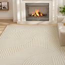 HOMCOM Modern Geometric Rug, Thick Plush, Non-Slip,Cream