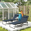 Outsunny Folding Sun Loungers Set of 2, Reclining Sun Bed, Dark Blue