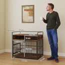 PawHut Dog Crate Furniture, Dog Cage With Rotatable Feeding Station