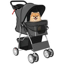 PawHut Pet Stroller Carrier Foldable Deluxe Walk Travel Dog, Dark Grey