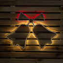 43cm x 32cm Light up Hanging Christmas Double Bell Silhouette with 196 LEDs