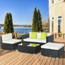 Outsunny Rattan Sofa Set with Coffee Table - Black
