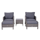 Outsunny Rattan 2 Seater Set with Footstools and Side Table - Dark Grey