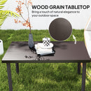 Outsunny Metal Garden Coffee Table with Woodgrain Tabletop, Brown