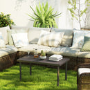 Outsunny Metal Garden Coffee Table with Woodgrain Tabletop, Brown