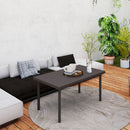 Outsunny Metal Garden Coffee Table with Woodgrain Tabletop, Brown