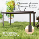 Outsunny Metal Garden Coffee Table with Woodgrain Tabletop, Brown