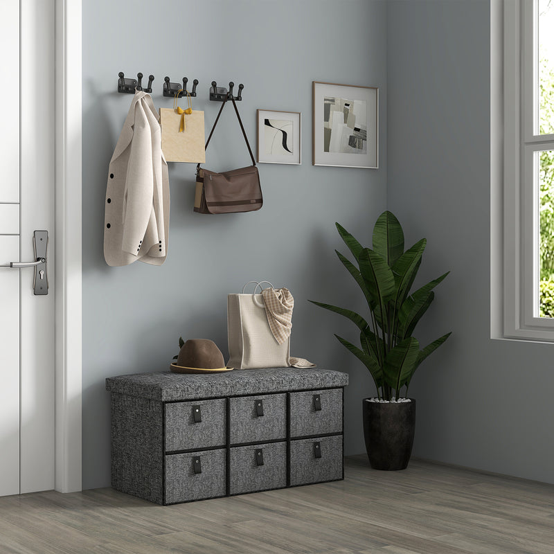 HOMCOM Shoe Bench With Seat, Shoe Storage Bench With Fabric Drawers