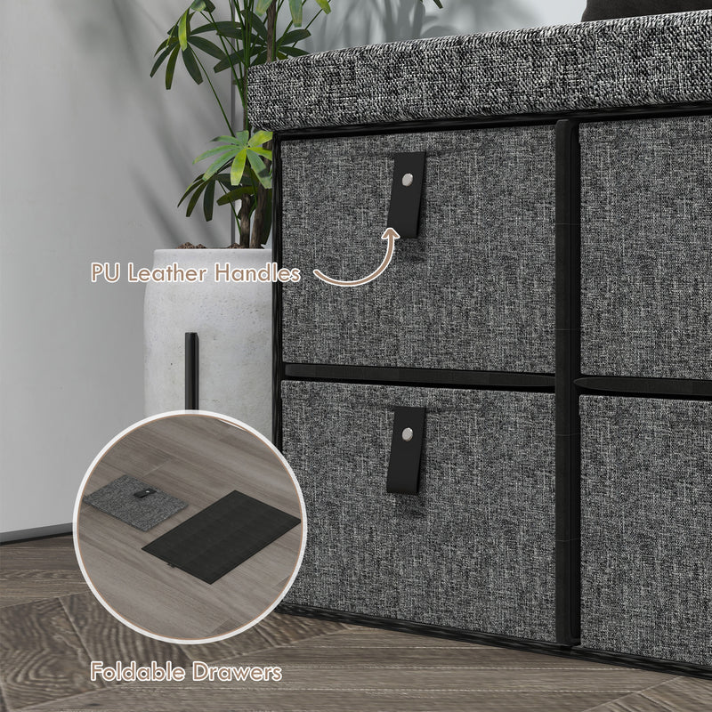 HOMCOM Shoe Bench With Seat, Shoe Storage Bench With Fabric Drawers