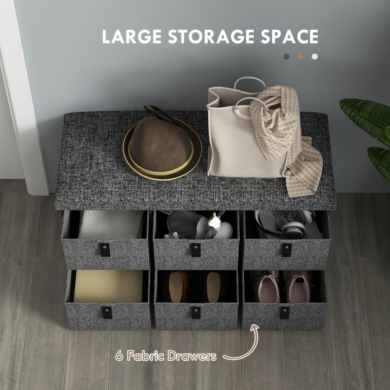 HOMCOM Shoe Bench With Seat, Shoe Storage Bench With Fabric Drawers