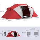 Outsunny 4-6 Persons Camping Tent Dome Family Travel Group Hiking Room Fishing