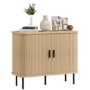 HOMCOM Sideboard Storage Cabinet with Slatted Tambour Sliding Doors
