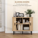 HOMCOM Sideboard Storage Cabinet with Slatted Tambour Sliding Doors