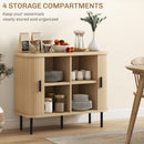 HOMCOM Sideboard Storage Cabinet with Slatted Tambour Sliding Doors