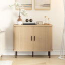 HOMCOM Sideboard Storage Cabinet with Slatted Tambour Sliding Doors