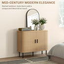 HOMCOM Sideboard Storage Cabinet with Slatted Tambour Sliding Doors