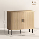 HOMCOM Sideboard Storage Cabinet with Slatted Tambour Sliding Doors