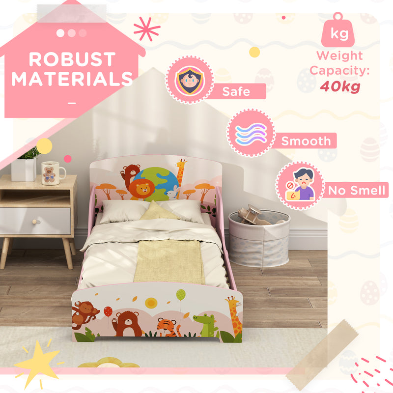 AIYAPLAY Toddler Bed, Cute Animal-Themed Kids Bed Frame, 143 x 77 x 60cm