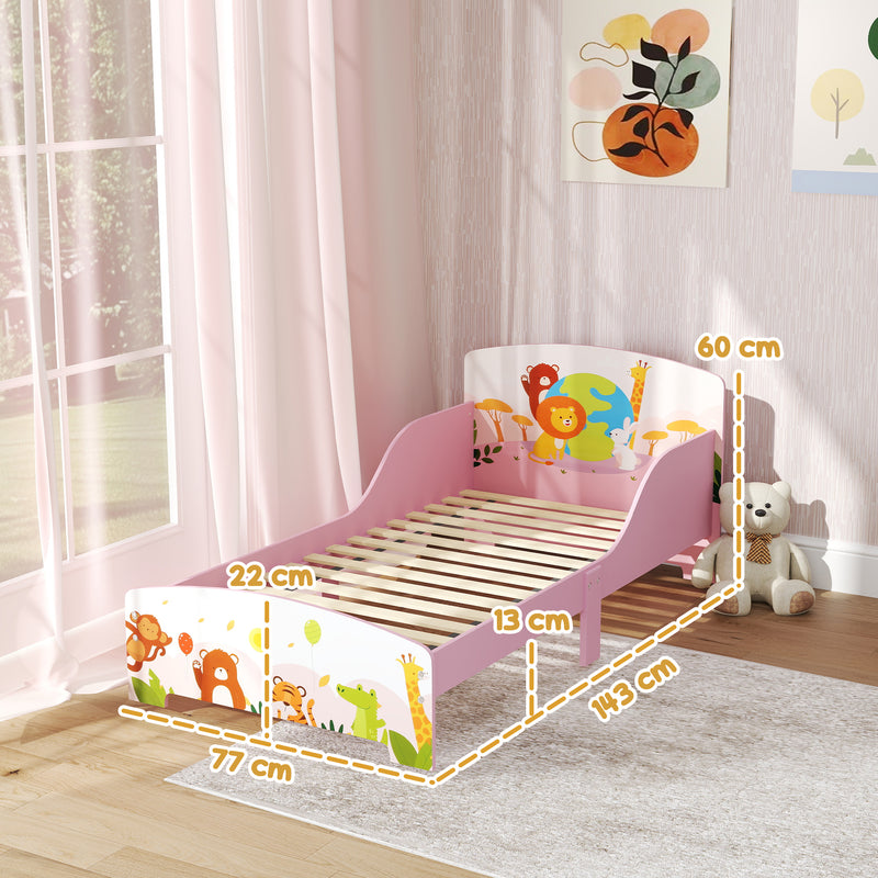 AIYAPLAY Toddler Bed, Cute Animal-Themed Kids Bed Frame, 143 x 77 x 60cm