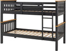 NEPTUNE 3' BUNK BED - DARK GREY/OAK EFFECT