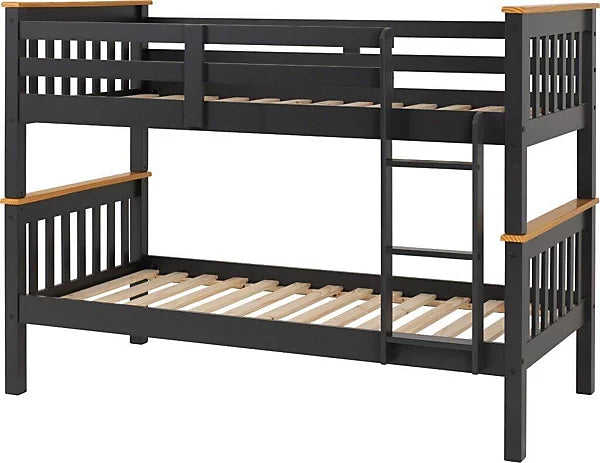 NEPTUNE 3' BUNK BED - DARK GREY/OAK EFFECT