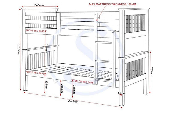 NEPTUNE 3' BUNK BED - DARK GREY/OAK EFFECT